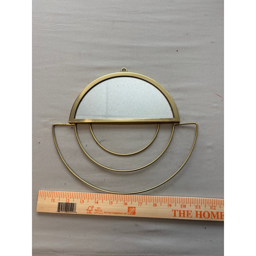 Modern Geometric Gold Metal Semi Circle Wall Mirror Sunburst Art Deco Decor
